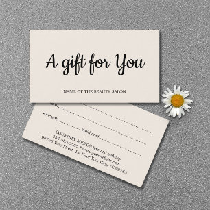 Cartão-presente de salão bege claro Elegante minim