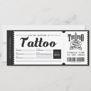 Cartão Presente de Tatuagem Voucher Certificado