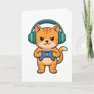 Cartão Presente de Video Games Gamer Bruh gato para Menin