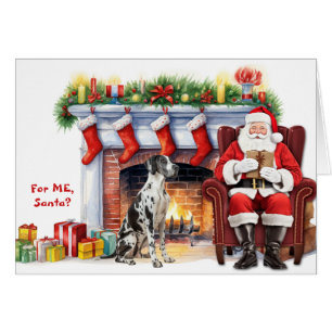Cartão Presente do Papai Noel Cachorro Great Dane Preto B