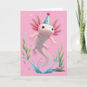 Cartão Presente engraçado de aniversário de Axolote fofo 