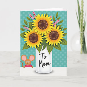 Cartão Presente Feliz para a Mamãe com Girassóis