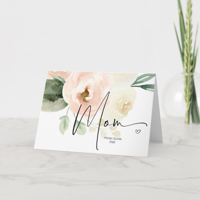 Cartão Presente Floral Blush para Feliz dia de as mães da (Frente)