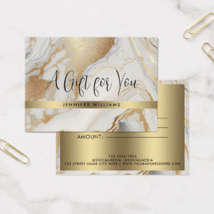Cartão Presente para Certificado de Marble Dourado