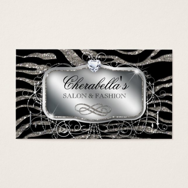 Cartão Presente para Moda Nail Salon Zebra Glitter (Frente)