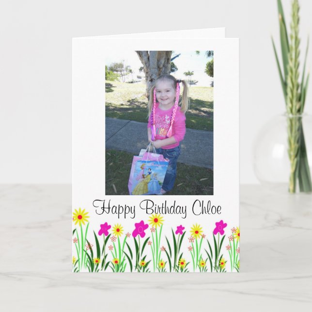 Cartão Presente personalizado de aniversário da Chloe com (Frente)