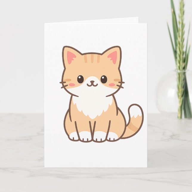 Cartão Presente Personalizado de Gato Fofo – Nome de Anim (Frente)