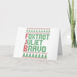 Cartão Presente Suéter de Natal Feio Foxtrot Juliet Bravo