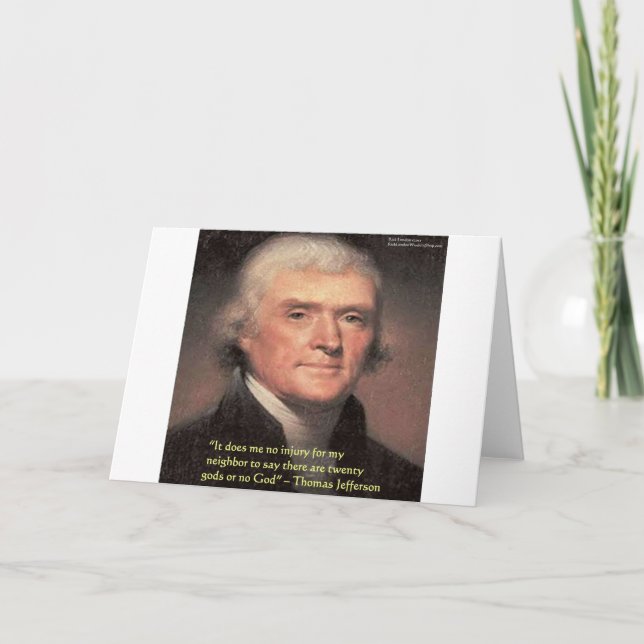 Cartão Presentes com a Citação de Thomas Jefferson "Relig (Frente)