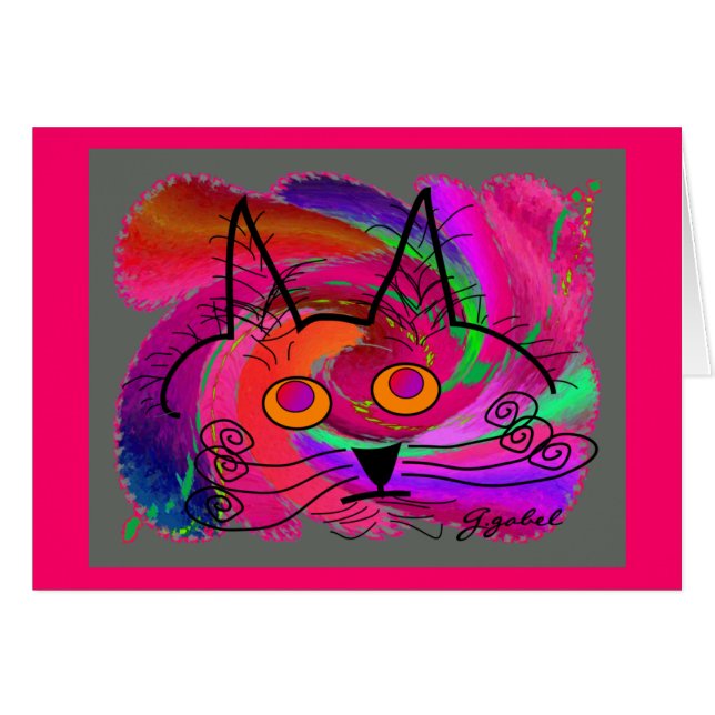 Cartão Presentes da arte abstracta dos amantes do gato (Frente Horizontal)