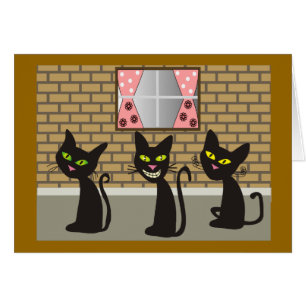 Cartão Presentes da arte do gato preto "nós três amigo