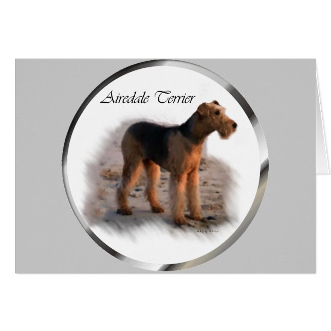 Cartão Presentes de Arte Airedale Terrier (Frente Horizontal)
