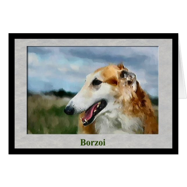 Cartão Presentes de Arte Borzoi (Frente Horizontal)