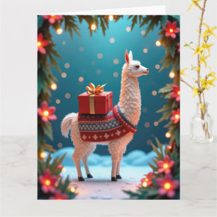Cartão Presentes de Carregando Festivo Llama na Cena de N