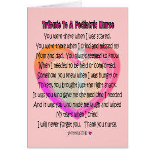 Cartão Presentes de Poema de Enfermeira Pediátrica