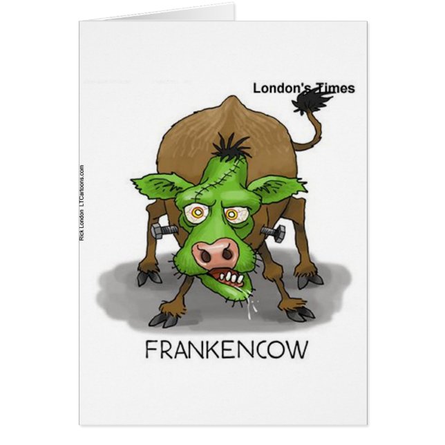 Cartão Presentes Divertidos de Vaca Monstro de Halloween (Frente)