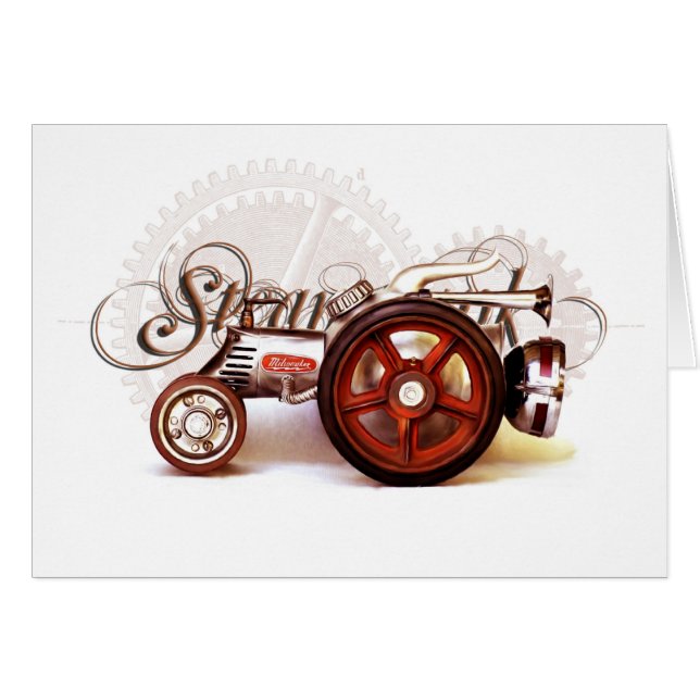 Cartão Presentes do destino do trator de Steampunk (Frente Horizontal)