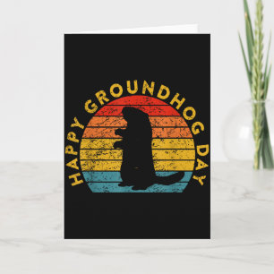 Cartão Presentes do pôr do sol do Dia do Groundhog Vintag