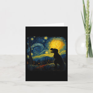 Cartão Presentes T Rex Noite Estrelada Van Gogh Dinossaur