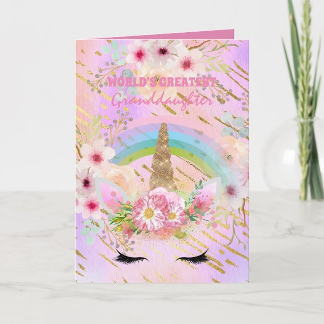 Cartão Presentes Unicórnio da NETA Rosa Dourado Menina (Frente)