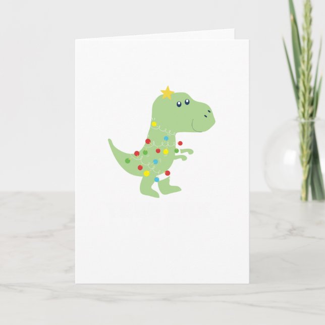 Cartão Presépio Árvore T Rex Dinossauro Presente Engraçad (Frente)