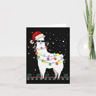 Cartão Presépio Llama Papai Noel Chapéu Árvore de Natal F