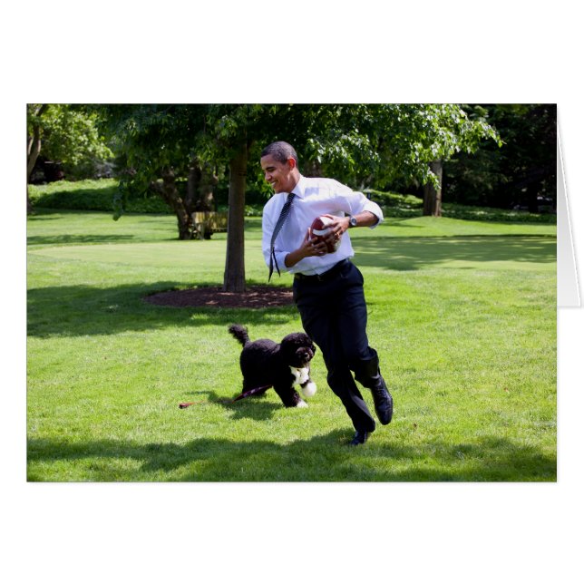 Cartão Presidente Barack Obama e Bo (Frente Horizontal)