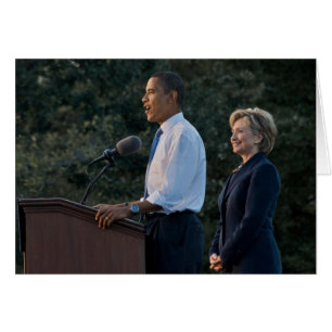Cartão Presidente Barack Obama e Hillary Clinton