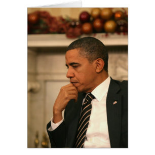 Cartão Presidente Barack Obama reflete enquanto se encont