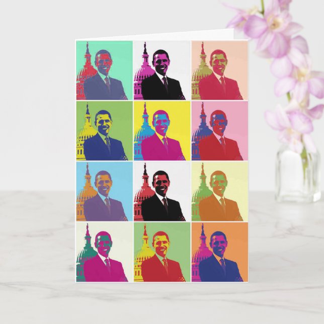 Cartão Presidente Obama Pop Art Aniversário Presidencial (Orquídea)