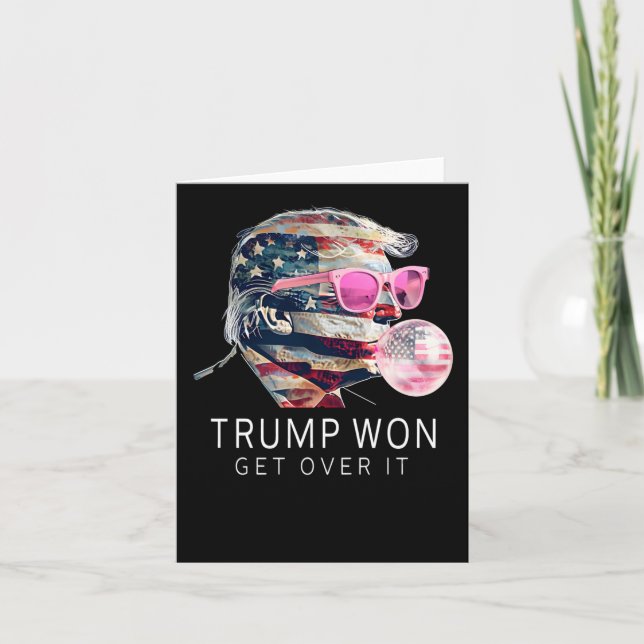 Cartão Presidente Trump Rosa Engraçado Com Bandeira Ameri (Frente)