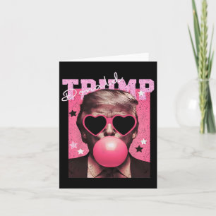 Cartão Presidente Trump Soprando Bolha Goma Funny Pink Bu