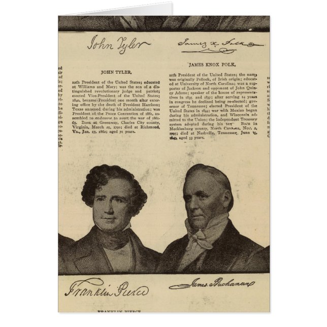 Cartão Presidentes EUA, autógrafos, biografias (Frente)