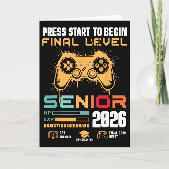 Cartão Press Start To Begin Final Level Senior 2026 Gamer (Frente)