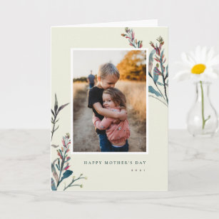 Cartão Pressed Wildflowers Folded Mother's Day Card