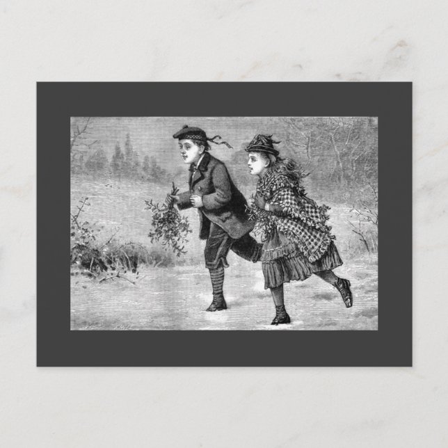 Cartão - preto & branco da cena do inverno (Frente)