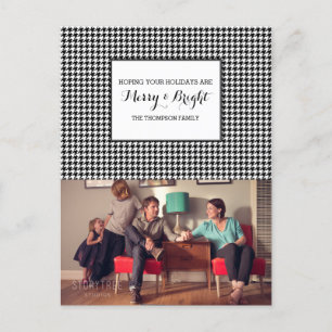 Cartão preto da foto do feriado de Houndstooth