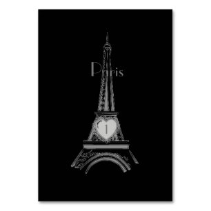 Cartão preto da mesa de Paris da torre Eiffel