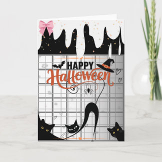 Cartão Preto de Gato Pequeno do Halloween