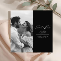 Cartão Preto de Save the Date de Casamento Chic Fo