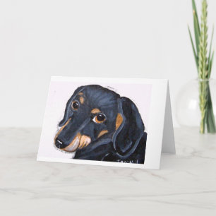 Cartão Preto do Dachshund e Tan Notecard