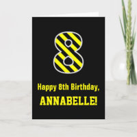 Preto e Amarelo com risca "8"; 8º Aniversário + No