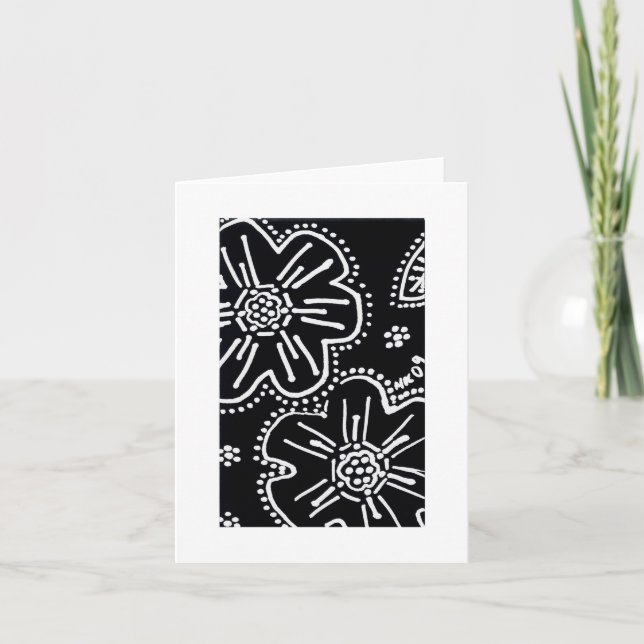 Cartão preto e branco da flor (Frente)