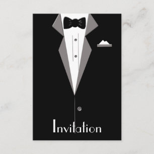 Cartão preto e branco do convite da arte do terno