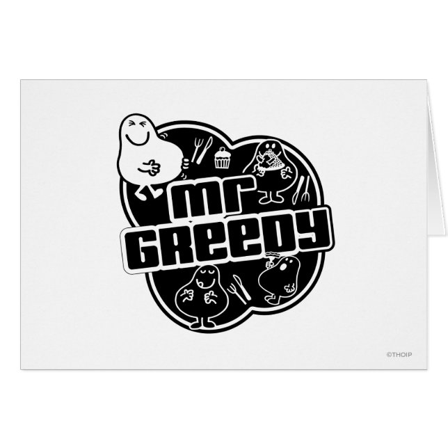 Cartão Preto e Branco Sr. Greedy (Frente Horizontal)