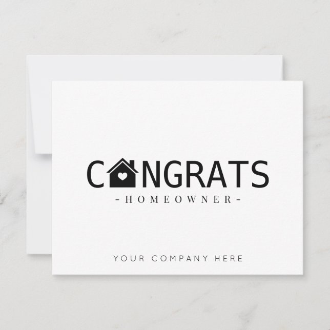Cartão Preto Felicita Novo Proprietário Imobiliário (Frente)