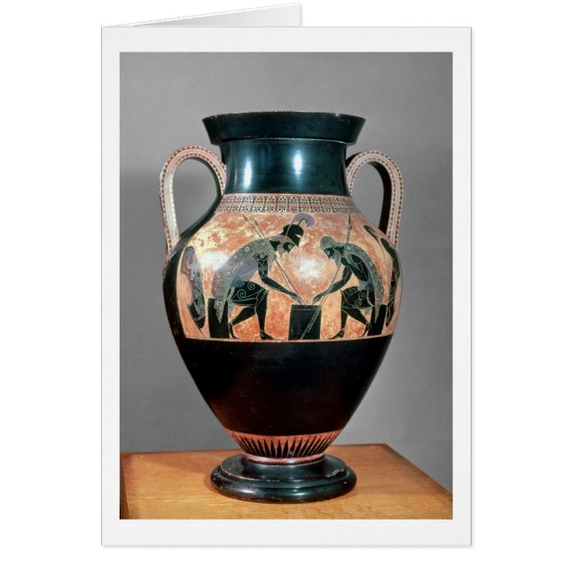 Cartão Preto-figura amphora que descreve Ajax e Achilles, (Frente)