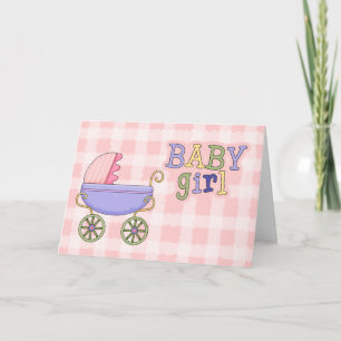 Cartão Pretty Baby Carriage Baby Girl Greeting Card