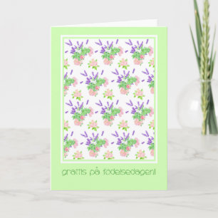 Cartão Pretty Floral Swedish Language Greeting Birthday