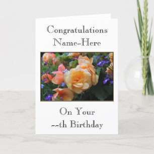 Cartão Pretty Flowers, Custom Name and Age Birthday Card.